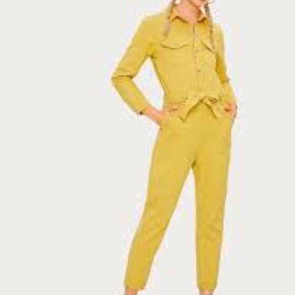 COPY - Solid Flap Pocket Front Belted Denim Overalls - Picture 3 of 5